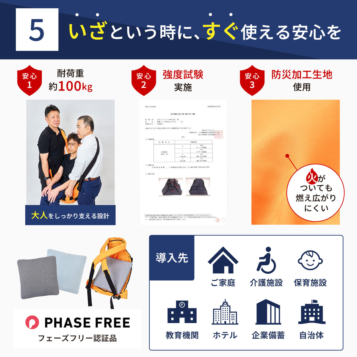介助帯と担架になるクッション