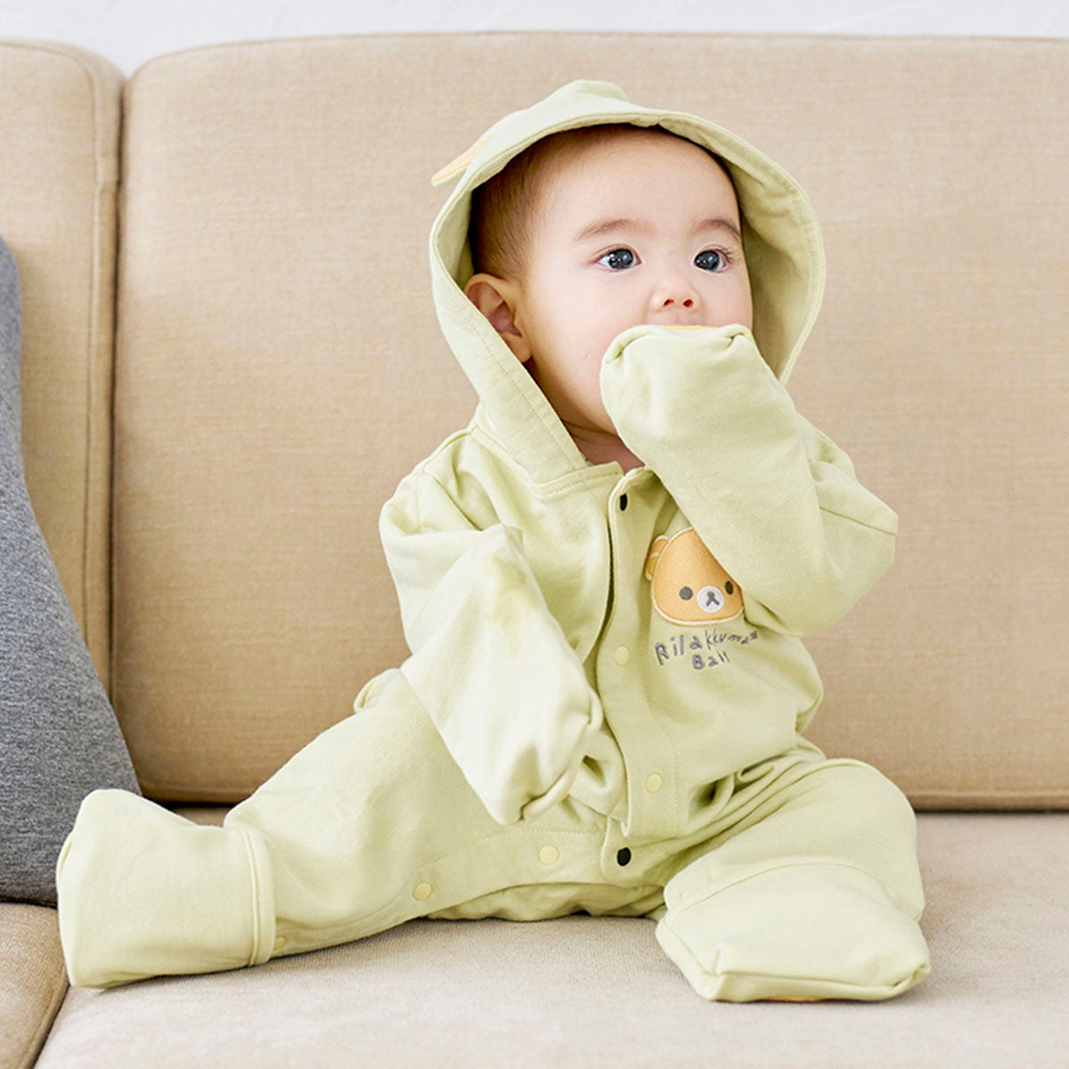 リラックマベビー フード付きロンパース