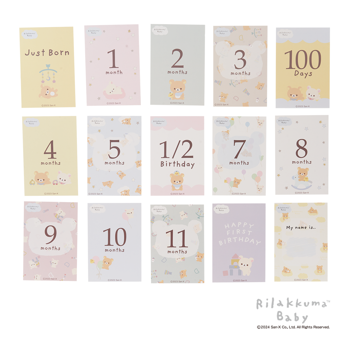 リラックマベビー 月齢カード（15枚入り）